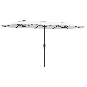 Outsunny Umbrelă Dublă de Grădină 4.6x2.7 m, Umbrelă de Exterior cu Manivelă, Husă Protectoare, 12 Spițe, Anti UV 50+, pentru Terasă Balcon Piscină Grădină, Alb | Aosom Romania imagine