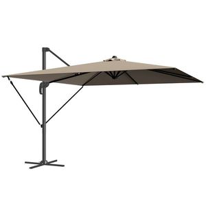 Outsunny Umbrelă de Grădină Offset cu Manivelă 3x3m Inclinabilă, Rotativă 360°, cu Bază în Cruce și Husă, din Aluminiu, pentru Terasă Piscină, UV30+, Bej | Aosom Romania imagine