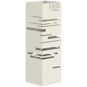 HOMCOM Suport de Umbrele Autoportant Pătrat din Metal cu 4 Cârlige, Bej | Aosom Romania imagine