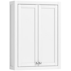 HOMCOM Dulap de baie de perete cu 2 rafturi reglabile din lemn, Alb | Aosom Romania imagine