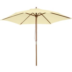 Outsunny Umbrelă de Soare pentru Grădină cu Suport din Lemn, Design Elegant, 2.5x2.3m, Crem, Protecție UV | Aosom Romania imagine