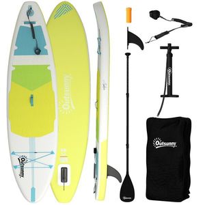 Outsunny Placă SUP Gonflabilă 320 cm, cu Suprafață Antiderapantă Vâslă din Aluminiu Reglabilă Aripioară Pompă și Rucsac | Aosom Romania imagine