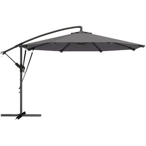 Outsunny Umbrelă Excentrică Ø300 cm cu Bază Încrucișată Manivelă Husă de Protecție și Sfori Anti-vânt UPF30+ Gri închis | Aosom Romania imagine
