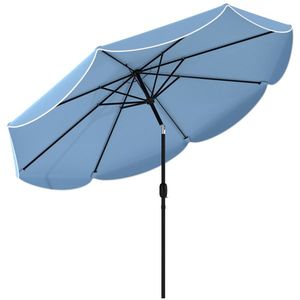 Outsunny Umbrelă Terasă Exterioară Ø2, 7 m Umbrelă cu Înclinare Reglabilă 3 Poziții Manivelă și Volan Albastru Deschis | Aosom Romania imagine