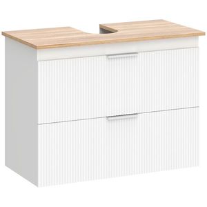 HOMCOM Dulap pentru baie, dulap de 80 cm cu două sertare mari pentru chiuvete cu sau fără piedestal, Alb | Aosom Romania imagine