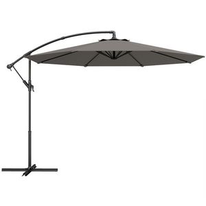 Outsunny Umbrelă excentrică Ø300 cm cu bază încrucișată copertină reglabilă și manivelă UPF30+ pentru terasă patio gri | Aosom Romania imagine