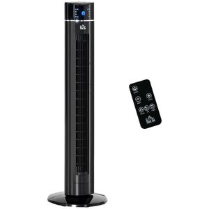 HOMCOM Ventilator Coloană Ionizator cu 3 Viteze, 3 Moduri și Temporizator 8h, Ventilator Podea ABS, Ø32x106.8 cm, Negru imagine