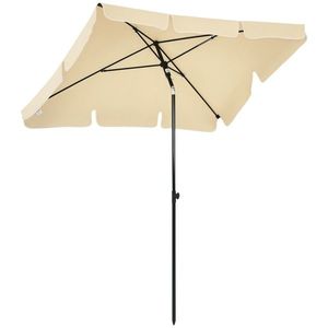 Outsunny Umbrelă pentru Grădină cu Înclinare Reglabilă și Stâlp din Aluminiu, 198x130x245 cm, Bej | Aosom Romania imagine