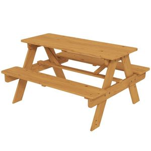 AIYAPLAY Set mobilier de exterior pentru copii, masă de picnic pentru copii cu bănci, structură din lemn masiv, lemn natural | Aosom Romania imagine
