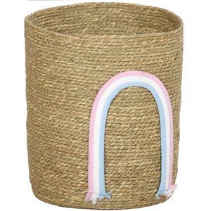 HOMCOM Coș de depozitare 24, 7L cu decorațiune curcubeu, coș împletit mare pentru baie, dormitor, natural | Aosom Romania imagine