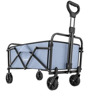 Outsunny Cărucior de Grădină Remorcă de Transport Pliabil pentru Toate Terenurile 66L Sarcină 68kg Mâner Reglabil 81 x 45 x 89 cm Gri | Aosom Romania imagine