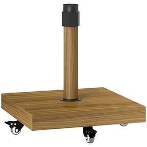 Outsunny Bază pentru Umbrelă cu Roți și Frâne, Suport din Metal cu Ciment, pentru Stâlpi de Umbrelă Ø36/38/48 mm, Efect Lemn Natural | Aosom Romania imagine