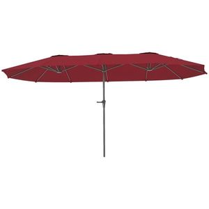 Outsunny Umbrelă Dublă de Grădină cu 12 Spițe, Orificii de Ventilație și Manivelă, 400x220x234 cm, Roșu Vin | Aosom Romania imagine