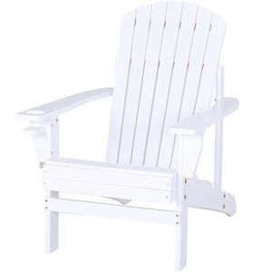 Outsunny Scaun de Gradina Adirondack din Lemn Alb 97x72.5x93cm imagine