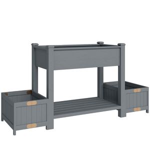 Outsunny Strat Înălțat pentru Grădină, Jardinieră cu Raft, 149x46x76cm, Gri | Aosom Romania imagine