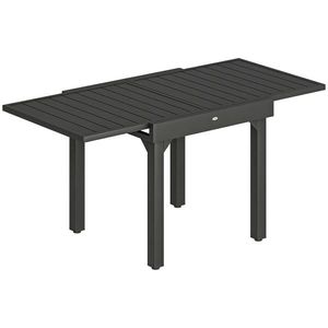 Outsunny Masă de Bucătărie Extensibilă pentru Terasă, 4-6 Persoane, 80-160 cm Masă Extensibilă din Aluminiu cu Blat din Lamele, Negru | Aosom Romania imagine