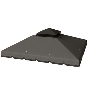 Outsunny Acoperiș de Rezervă pentru Pavilion 3x3 m de Grădină, Husă pentru Pavilion cu Două Nivele Rezistentă la Apă din Țesătură 180g/㎡ Anti-UV 30+ cu 8 Orificii de Drenaj, Gri | Aosom Romania imagine
