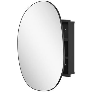 HOMCOM Dulap Baie cu Oglindă și 3 Rafturi, 61x12x79 cm, Formă Neregulată, Dulap Montabil pe Perete, Negru | Aosom Romania imagine