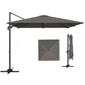 Outsunny Umbrelă de Grădină Decentralizată cu Manivelă 3x3m, Înclinabilă, Rotativă 360°, Umbrelă de Exterior Pătrată cu Bază Cruce, din Aluminiu, pentru Terasă sau Piscină, UV30+, Gri Închis | Aosom Romania imagine