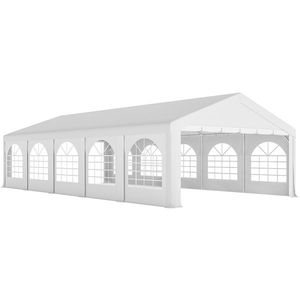 Outsunny Pavilion pentru Petreceri 10x5 m cu 10 Pereți Laterali Detașabili, Pavilion de Grădină cu 5 Secțiuni, Uși cu Fermoar și Ferestre, Pavilion pentru Nunți, Evenimente, Întâlniri, UV30+, Alb | Aosom Romania imagine