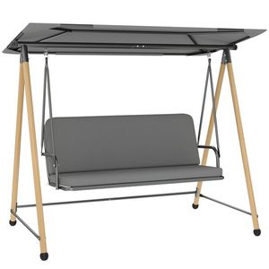 Outsunny Balansoar de Grădină cu 3 Locuri, cu Copertină Reglabilă Impermeabilă și Pernă Detașabilă, Capacitate Maximă 360 kg, 208 x 125 x 180 cm, Gri | Aosom Romania imagine