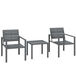 Outsunny Set Bistro Grădină 3 Piese pentru 2 Persoane, Masă și Scaune de Exterior cu Cadru Metalic, Mobilier din Plastic pentru Terasă | Aosom Romania imagine