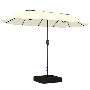 Outsunny Umbrelă Dublă de Grădină 3x1.5 m, Umbrelă de Exterior cu Sac de Nisip, Anti UV 50+, Bej | Aosom Romania imagine