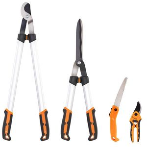 Outsunny Set de Grădinărit 4 Piese cu Foarfecă, Foarfece de Tăiat Crengi, Foarfece de Tuns și Fierăstrău Pliabil | Aosom Romania imagine
