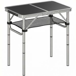Outsunny Masă de Camping Pliabilă 60 cm, Picnic cu Strat de Plasă, Negru | Aosom Romania imagine
