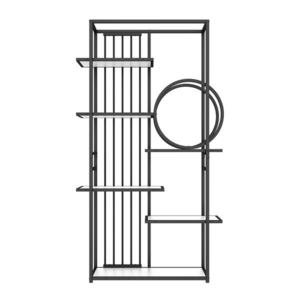 Raft metalic în stil modern, design pe mai multe niveluri cu șase rafturi, 100x30x180 cm, Alb + Negru imagine