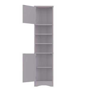 Dulap de baie triunghiular, cu rafturi reglabile și uși duble, 37x24, 5x170 cm, Gri imagine