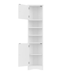Dulap de baie triunghiular, cu rafturi reglabile și uși duble, 37x24, 5x170 cm, Alb imagine