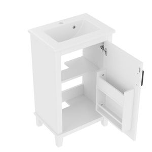 Dulap de baie independent cu lavoar ceramic integrat, rafturi ajustabile, 51x34x83 cm, Alb imagine