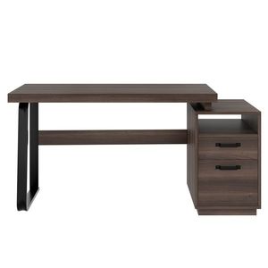 Birou modern în stil minimalist, blat din MDF cu cadru din țeavă de oțel, design multifuncțional de depozitare, 161x54x76, 3 cm, Maro imagine