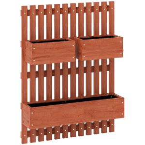 Outsunny Jardinieră Verticală cu Șipci și 3 Vase Detașabile, în Lemn de Brad, 60x16x80 cm, Maro | Aosom Romania imagine