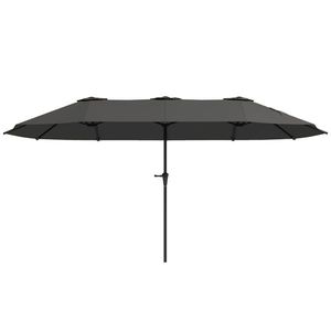 Outsunny Umbrelă Dublă de Grădină cu 12 Spițe, Orificii de Ventilație și Manivelă, 400x220x234 cm, Gri Închis | Aosom Romania imagine