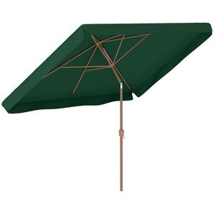 Outsunny Umbrelă de Grădină Înclinabilă cu Deschidere cu Manivelă, și Orificiu de Ventilație, 300x200x235 cm, Verde Închis | Aosom Romania imagine