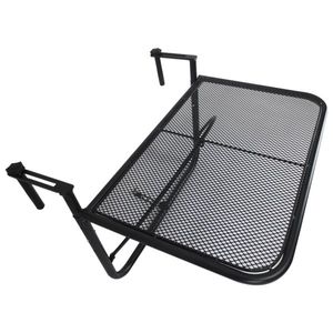 Outsunny Măsuță Suspendabilă pentru Balcon cu Brațe și Raft Reglabile, Design Compact, 60x56.5x45cm, Negru | Aosom Romania imagine