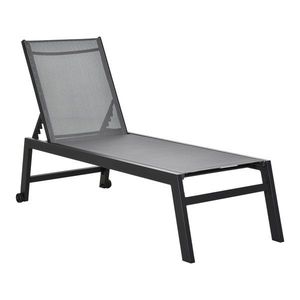 Outsunny Sezlong de Grădină din Aluminiu și Textilene, cu Spătar Reglabil și Roți, Ușor de Mutat, Negru și Gri | Aosom Romania imagine