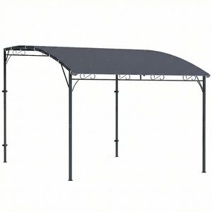 Outsunny Pergolă Gazebo 3.8x2.8m cu 16 Găuri de Drenaj, Pergolă din Metal și Poliester 180g/m² cu Șuruburi, pentru Exterior, Grădină, Terasă și Patio, UV 30+, Gri | Aosom Romania imagine