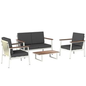Outsunny Set Mobilier Grădină 4 Persoane: 2 Fotolii, Canapea, Măsuță | Aosom Romania imagine