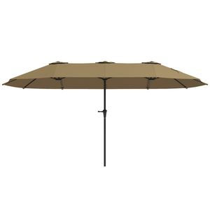 Outsunny Umbrelă Dublă 4x2, 2 m Umbrelă Terasă Exterioară cu Manivelă Manuală Impermeabilă și Protecție UV30+ Cafeniu | Aosom Romania imagine