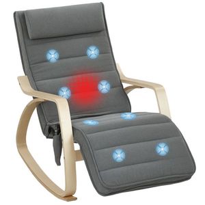 HOMCOM Fotoliu de leagăn cu funcție de masaj, căldură lombară, 3 trepte, acoperire din material textil, Gri | Aosom Romania imagine