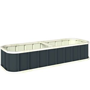 Outsunny Jardinieră ridicată din oțel galvanizat, pat de grădină cu mănuși și margini pliate, 165 x 52 x 31 cm, gri închis | Aosom Romania imagine