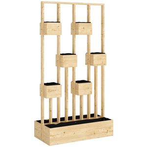 Outsunny Pat înălțat cu spalier, jardiniere din lemn, ghiveci 90 x 45 x 170 cm | Aosom Romania imagine
