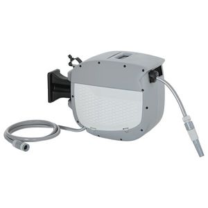 Outsunny Derulator pentru furtun retractabil 20+1, 9 m cu duză 2 moduri blocare automată și retragere controlată suport gri | Aosom Romania imagine