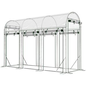 Outsunny Seră tip tunel pentru grădină 3 m², seră de grădină, cadru din oțel galvanizat, 8 uși rulante, 295x100x197cm, transparent | Aosom Romania imagine