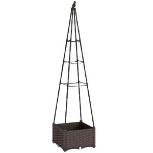 Outsunny Jardinieră cu Grilaj Metalic pentru Plante Cățărătoare Ghiveci din PP cu Orificii de Drenaj și Dopuri 40x40x175 cm | Aosom Romania imagine