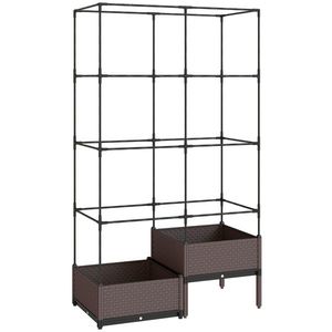 Outsunny Pat înălțat cu cutie de plantare și spalier, orificii de drenaj, ghiveci din plastic 100 x 50 x 174 cm | Aosom Romania imagine