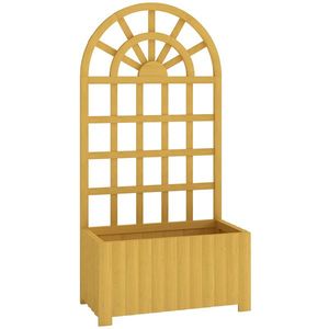 Outsunny Jardinieră cu spalier din lemn cu drenaj pentru cultivare legume, flori, ierburi aromatice 60x30x120 cm natural | Aosom Romania imagine